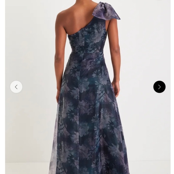 Lulu’s Beyond Fabulous Blue Floral Organza One-Shoulder Maxi Dress - Picture 2 of 6